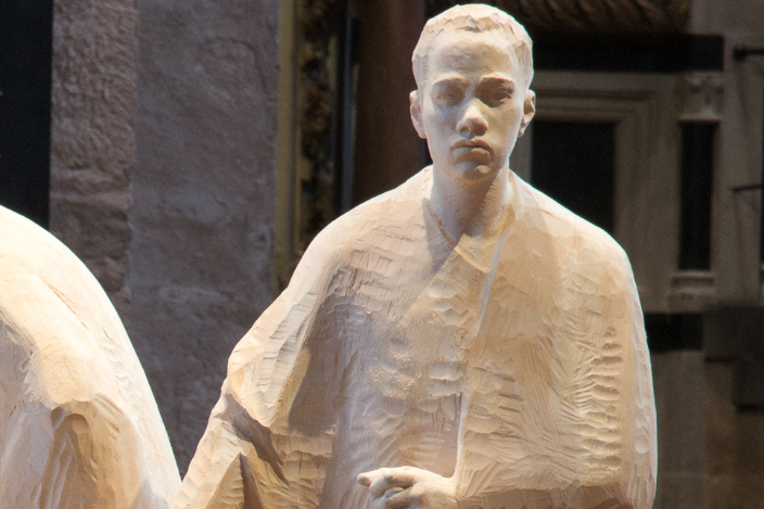 Dem Betrachter zugewandte Krippenfigur