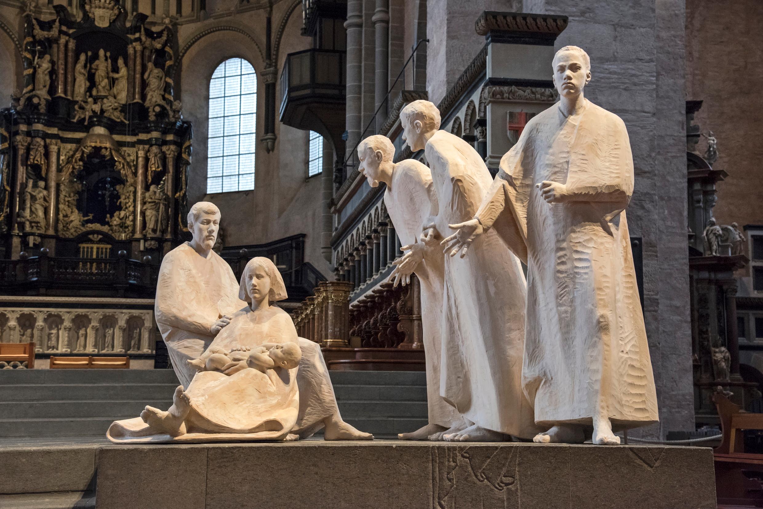 Krippenfiguren aus Holz Maria mit Jesuskind, Josef und den drei heiligen Königen